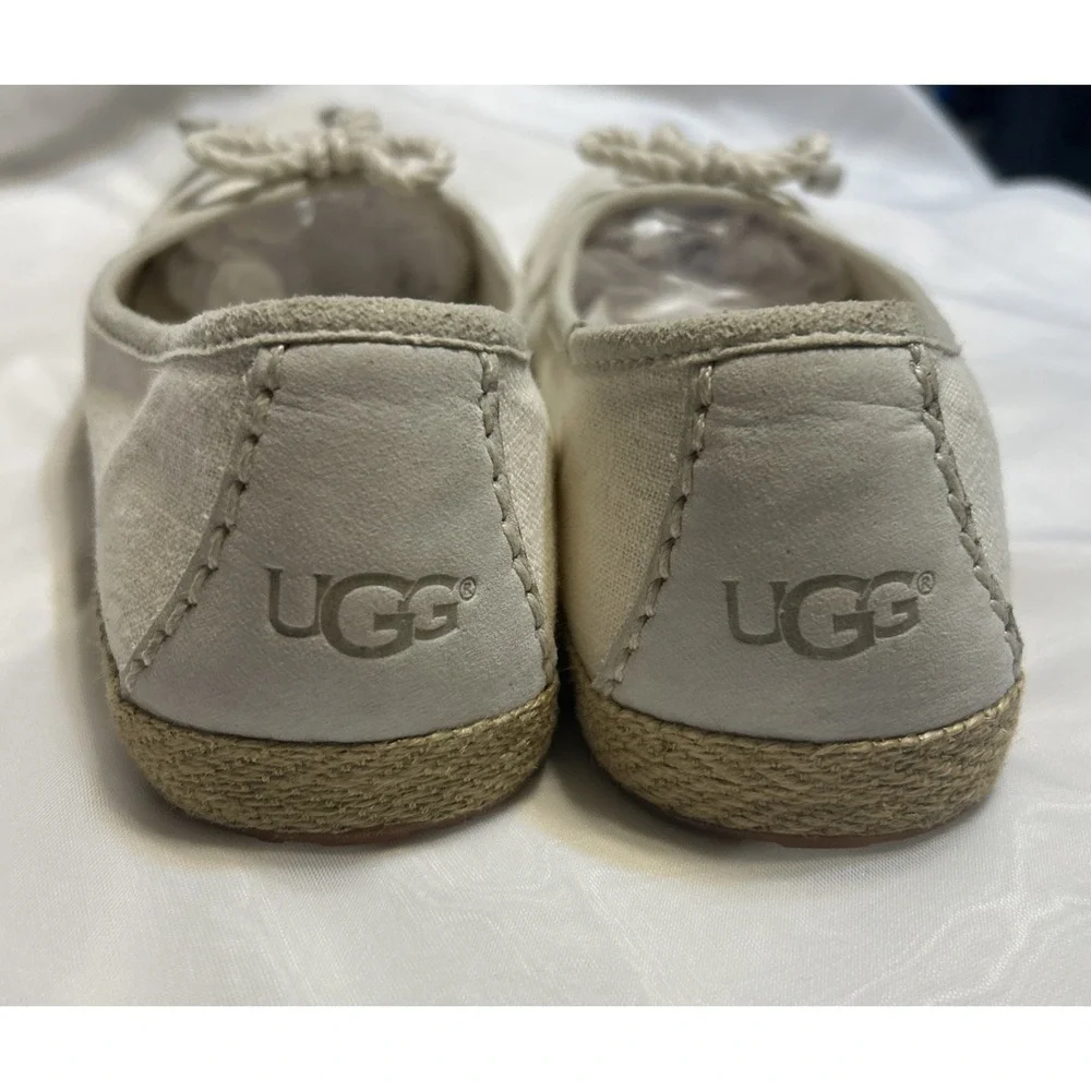 UGG Australia Chivon Linen Espadrille Flats Cream Nautical‎ Rope Bow 1004111